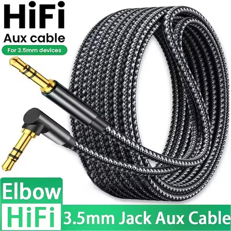 Wired Earphone Mic - 3,5-mm-Klinken-Audiokabel, 90-Grad-Winkelstück, Stecker auf geraden Stecker,