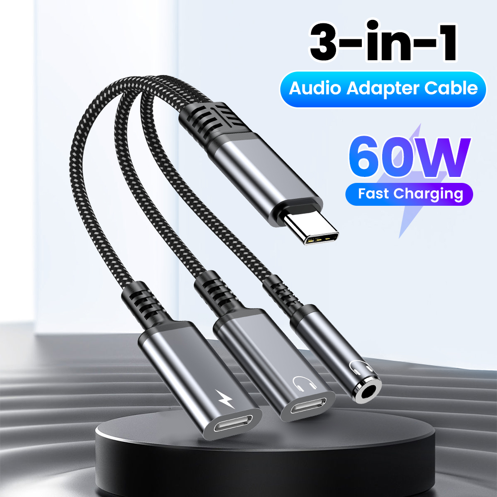 Typ C Audio-Adapterkabel 3in1  – Earphone Splitter Jack Bewertung und Preis